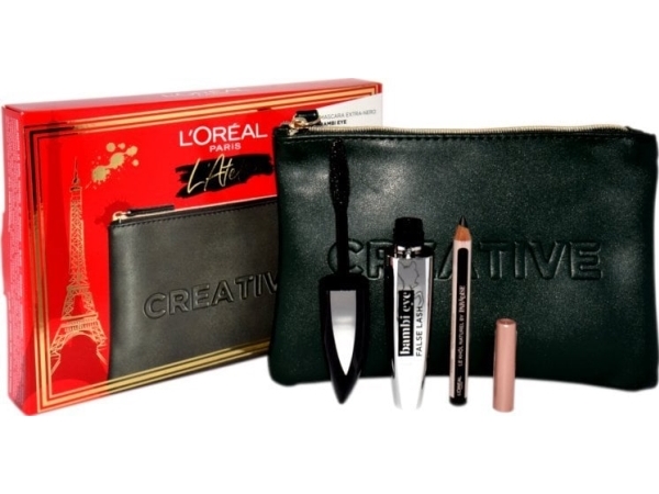 Sort Oreal Oreal Set Mascara False Lash Bambi Eye Extra Black Khol Midnight Black 101 Pochette - L'oreal Lash  - 8054800350638