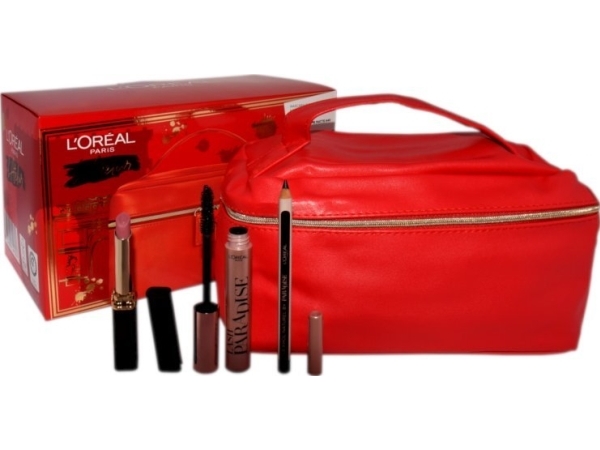 Sort Oreal Sæt Mascara Lash Paradise Intense Black Khol Midnight Black 101 Rossetto Matte Intense Volume 640 Make Taske - L'oreal Lash  - 8054800341353